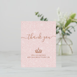 Pageant Thank You Postcard Rose Gold Glitter Foil