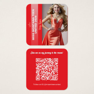 Pageant Titleholder Profile Card Colour Pop Red