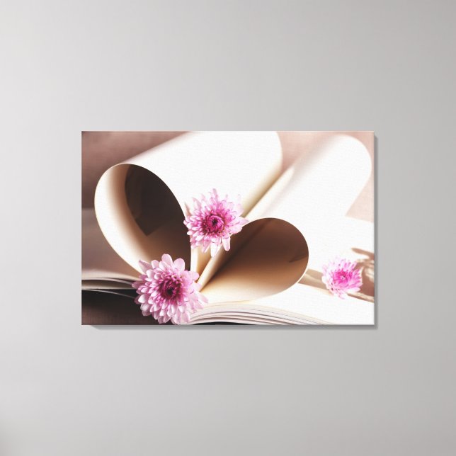 Pages of a Book Made into a Heart Shape Canvas Print (Front)