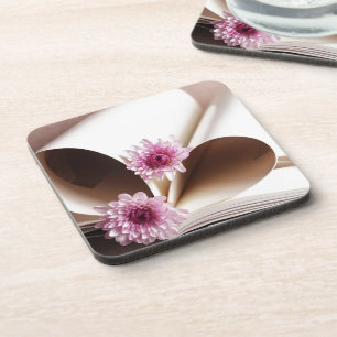 Pages of a Book Made into a Heart Shape Coaster