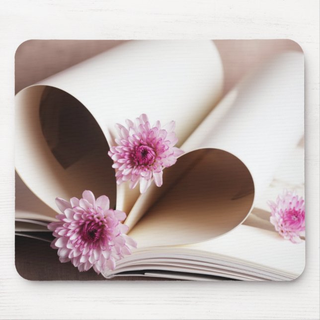 Pages of a Book Made into a Heart Shape Mouse Mat (Front)