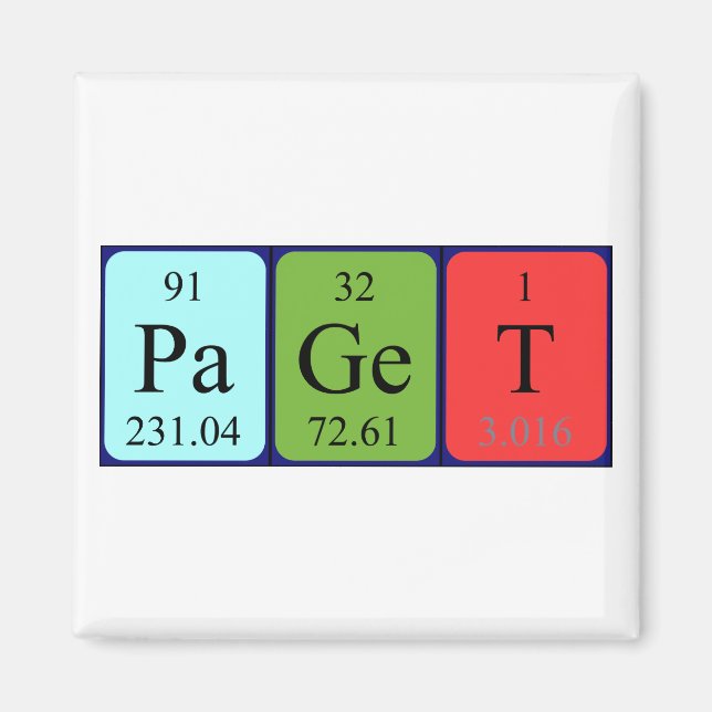 Paget periodic table name magnet (Front)