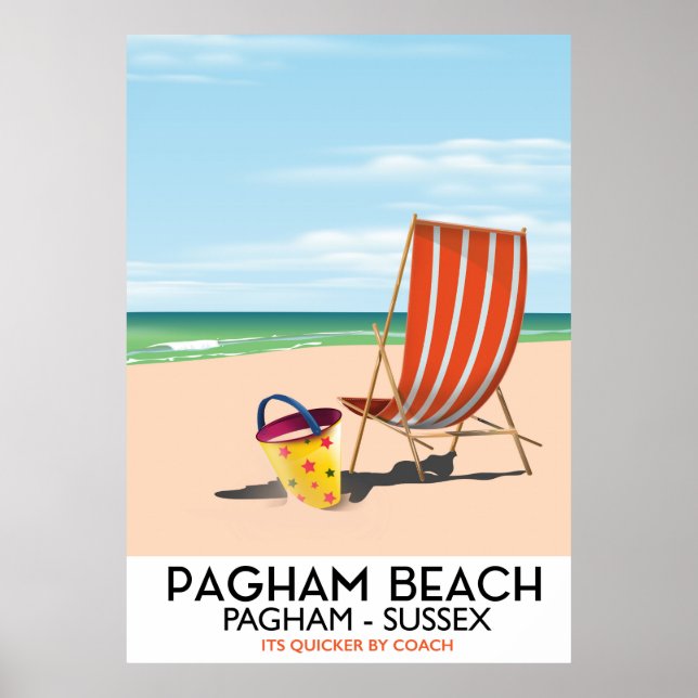 Pagham Beach Sussex vintage travel poster (Front)