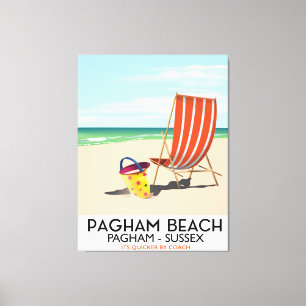 Pagham Beach Sussex vintage travel poster Canvas Print