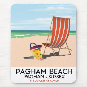 Pagham Beach Sussex vintage travel poster Mouse Mat