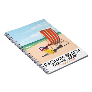 Pagham Beach Sussex vintage travel poster Notebook