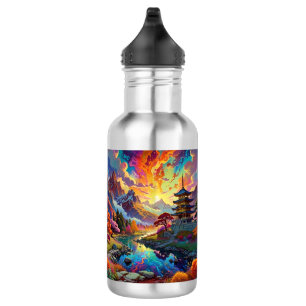 Pagoda and Coloured Landscape  532 Ml Water Bottle