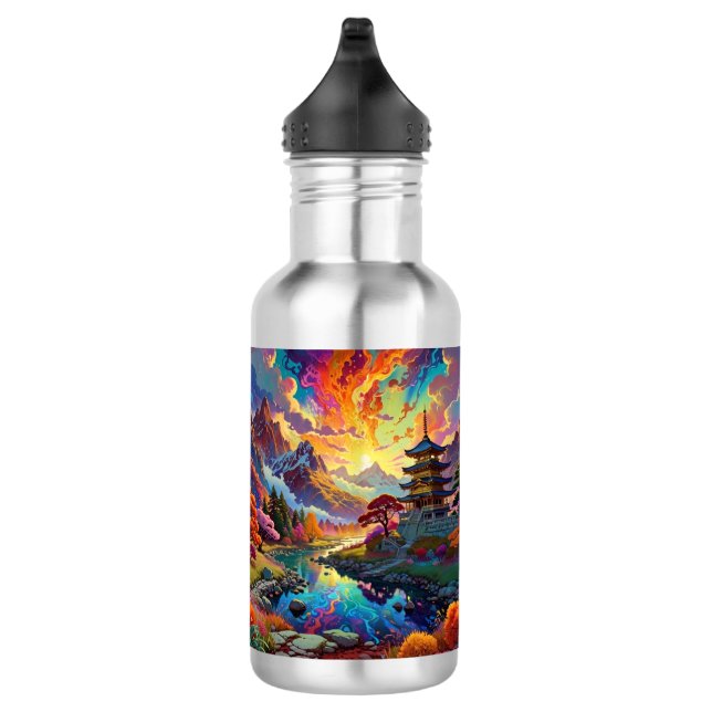 Pagoda and Coloured Landscape  532 Ml Water Bottle (Right)