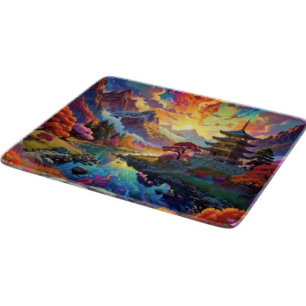 Pagoda and Coloured Landscape  Cutting Board