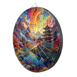 Pagoda and Coloured Landscape  Dartboard