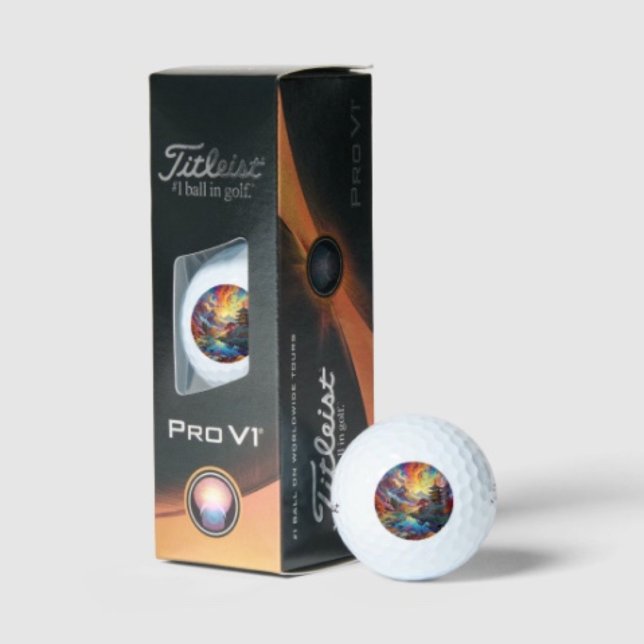 Pagoda and Coloured Landscape  Golf Balls (Vibrant Pagoda  Fantasy Landscape Golf Balls – Golfer Gift Set Mens Sports Novelty Gear
)