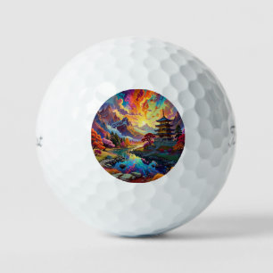 Pagoda and Coloured Landscape  Golf Balls