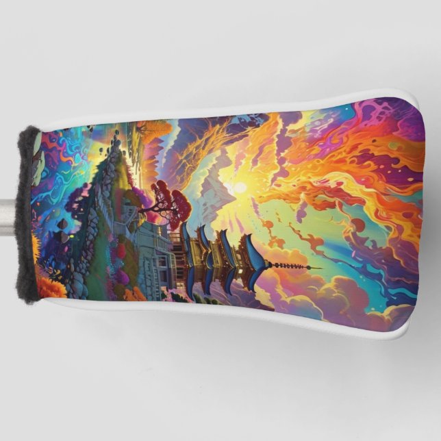 Pagoda and Coloured Landscape  Golf Head Cover (Front)