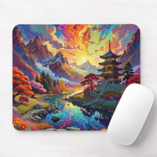 Pagoda and Coloured Landscape  Mouse Mat