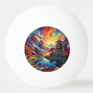 Pagoda and Coloured Landscape Ping Pong Ball