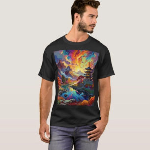 Pagoda and Coloured Landscape T-Shirt