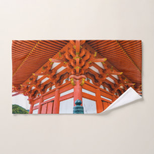 Pagoda bottom up perspective, Miyajima Bath Towel Set