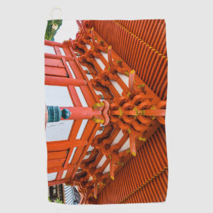 Pagoda bottom up perspective, Miyajima Golf Towel