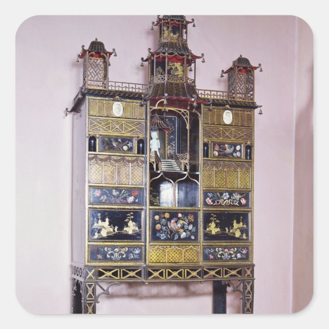 Pagoda cabinet in style of Thomas Chippendale Square Sticker (Front)