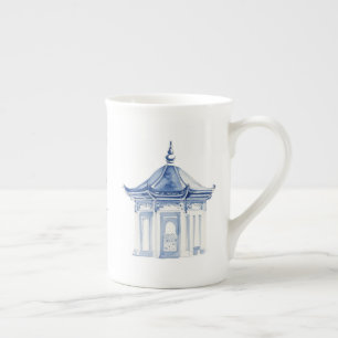 Pagoda Chinoiserie Blue and White Coffee Mug