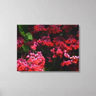 Pagoda Flowers Colourful Red and Pink Canvas Print