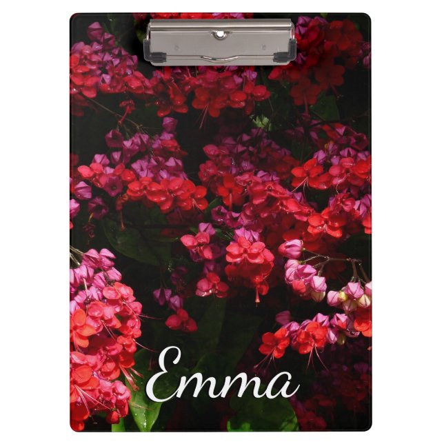 Pagoda Flowers Colourful Red and Pink Clipboard (Front)
