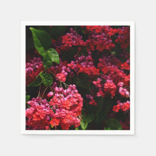 Pagoda Flowers Colourful Red and Pink Napkin