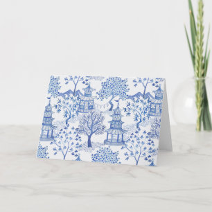 Pagoda Forest Blue and White Card