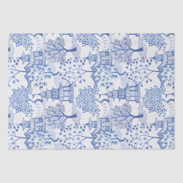 pagoda forest in blue tissue paper (Front)