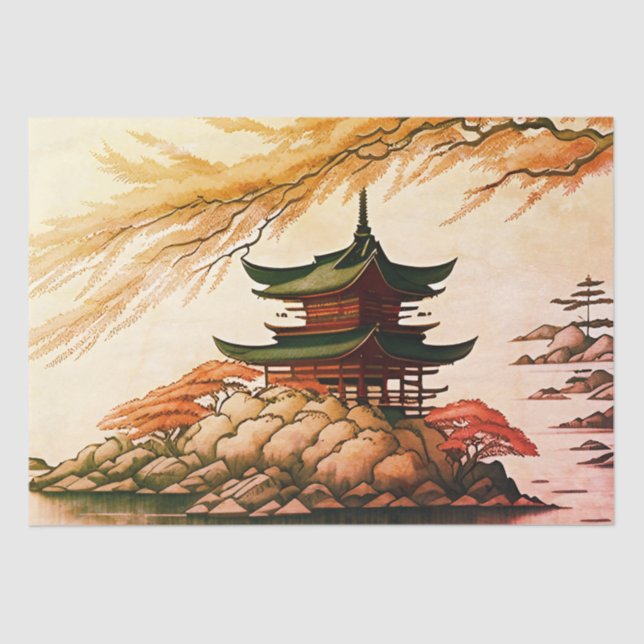 Pagoda on Rocks Tissue Paper (Front)
