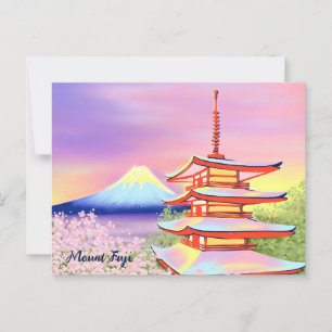Pagoda Shrine with Mt. Fuji and Sakura in Japan Postcard