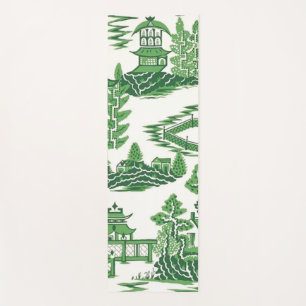 Pagoda Tea House Chinoiserie in Jade Green Yoga Mat