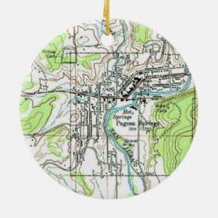 Pagosa Springs CO Map Ceramic Tree Decoration
