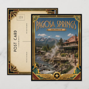Pagosa Springs Colorado Vintage Art Deco Golden Postcard