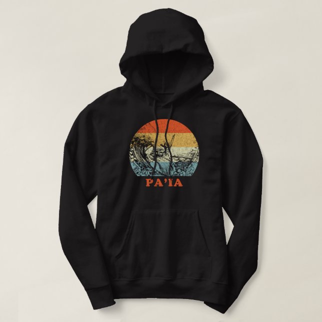 Paia, Maui Vintage Retro Surfing Vacation 2001 Hoodie (Design Front)