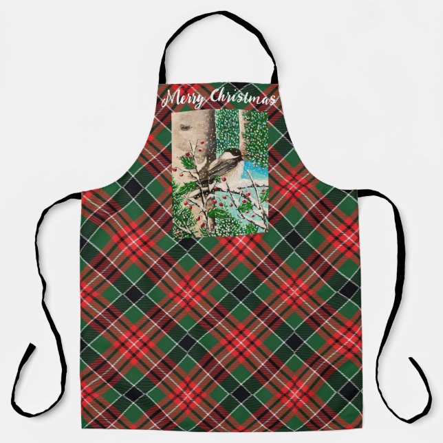 Paid Christmas Chickadee Apron (Front)