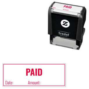 PAID Date Amount and Border Business Text Template Self-inking Stamp