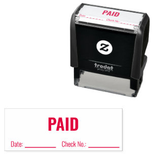 PAID Date Check Number Business Text Template Self-inking Stamp