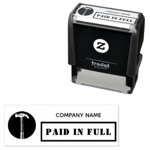 Paid in Full Business Hammer Modern Carpenter Self-inking Stamp