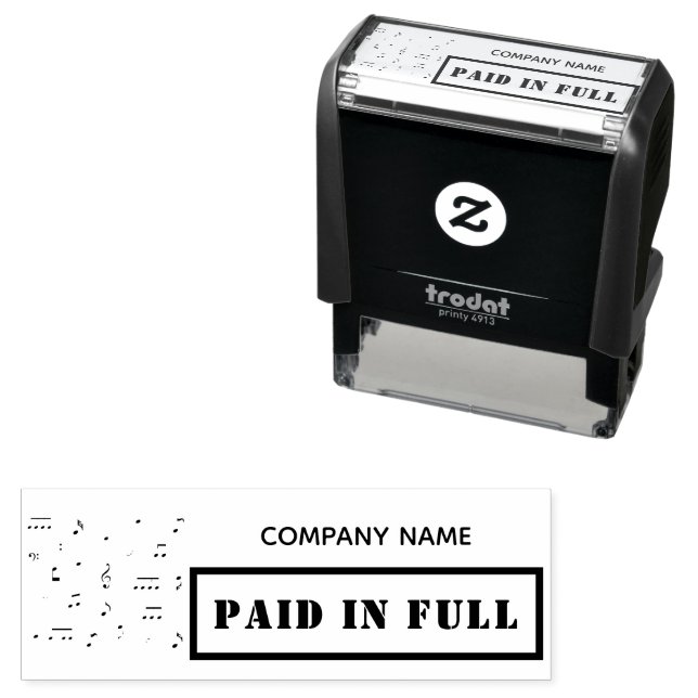 Paid in Full Business Modern Music Note Musician Self-inking Stamp (In Situ)