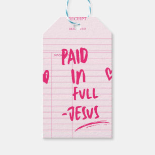 'Paid In Full - Jesus' Pink Receipt Christian Gift Tags