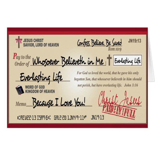 Paid in Full Saved by Jesus Check Christian (Front Horizontal)