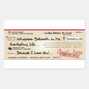 Paid in Full Saved by Jesus Check Christian Rectangular Sticker