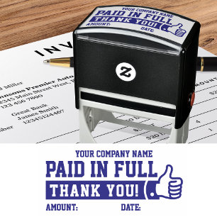 Paid in Full Thumbs up! Company Name PERSONALIZED Self-inking Stamp