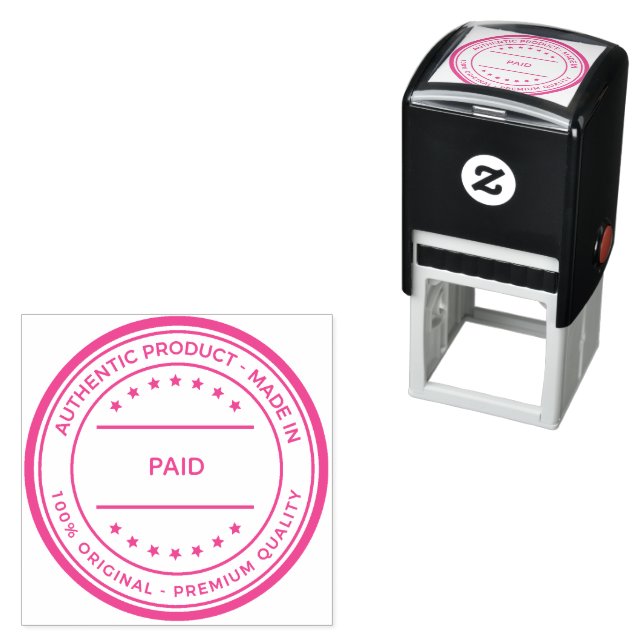 PAID Quality Seal Fuchsia Ink Eye Catching Invoice Self-inking Stamp (In Situ)