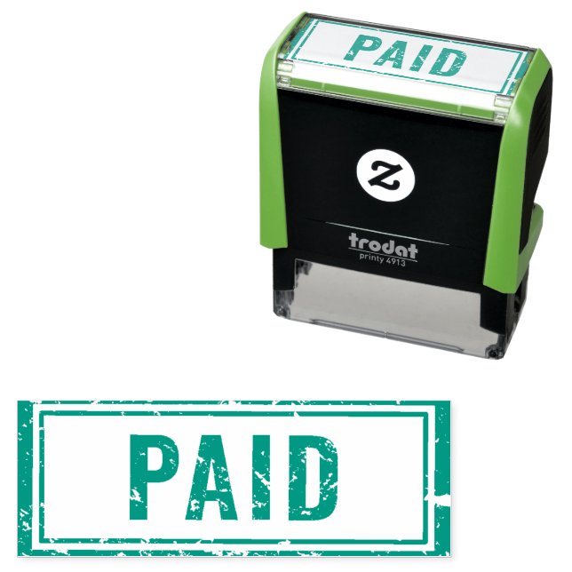 Paid Rubber Stamp in blue (In Situ)