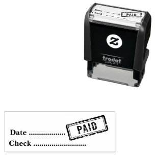 PAID Tall Date Check Number General Business Self-inking Stamp