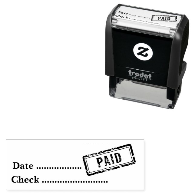 PAID Tall Date Check Number General Business Self-inking Stamp (In Situ)