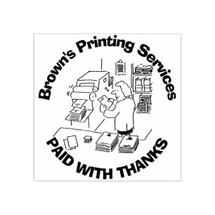 Paid With Thanks. Printer Printing Services Rubber Stamp