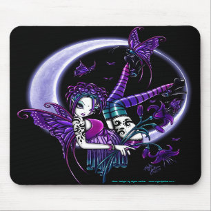Paige Dark Rainbow Flower Moon Fairy Mousepad
